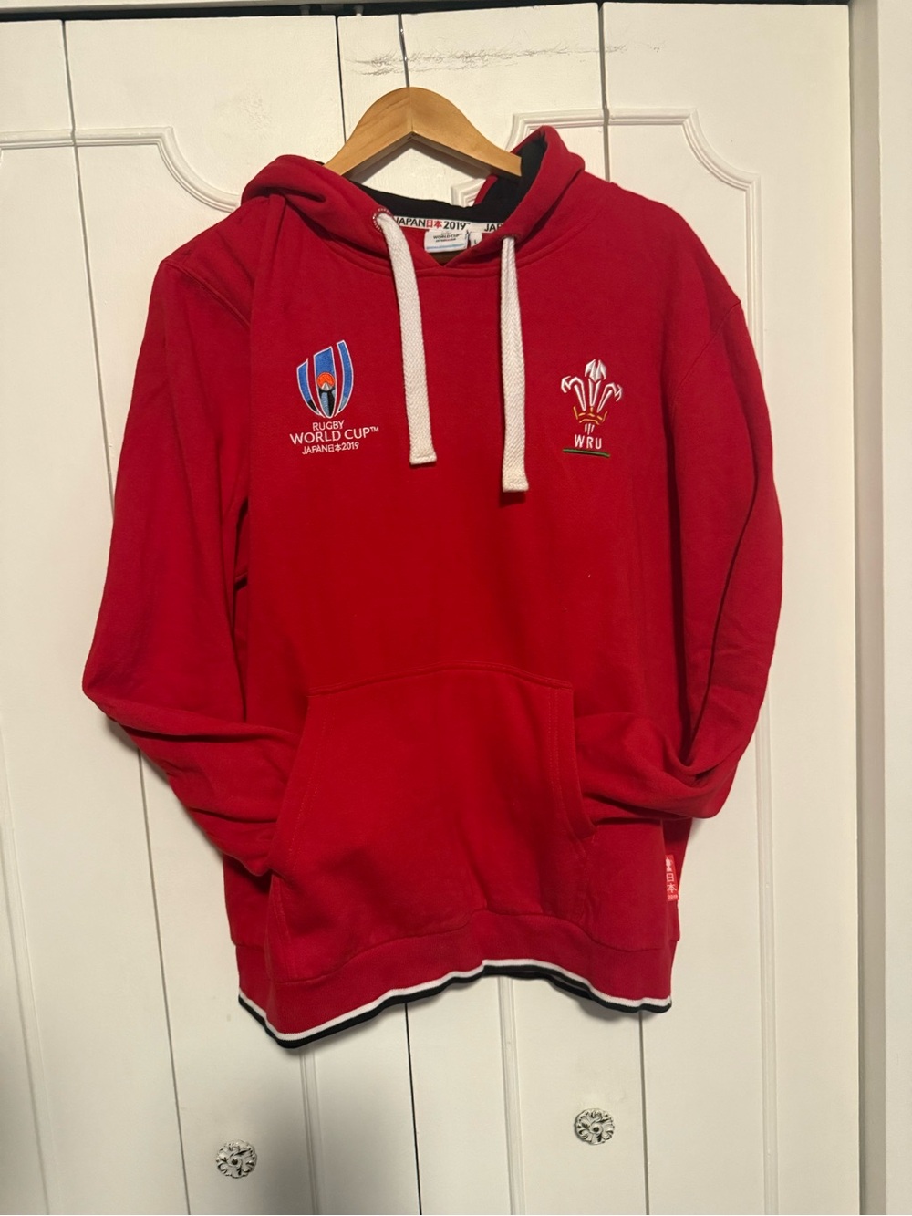 Wales WRU Red Rugby Hoodie with World Cup Crest